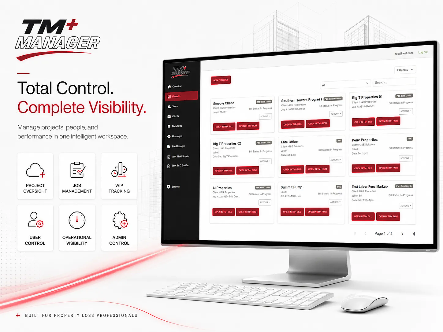 TM+ Manager dashboard for cloud-based Time and Materials project management